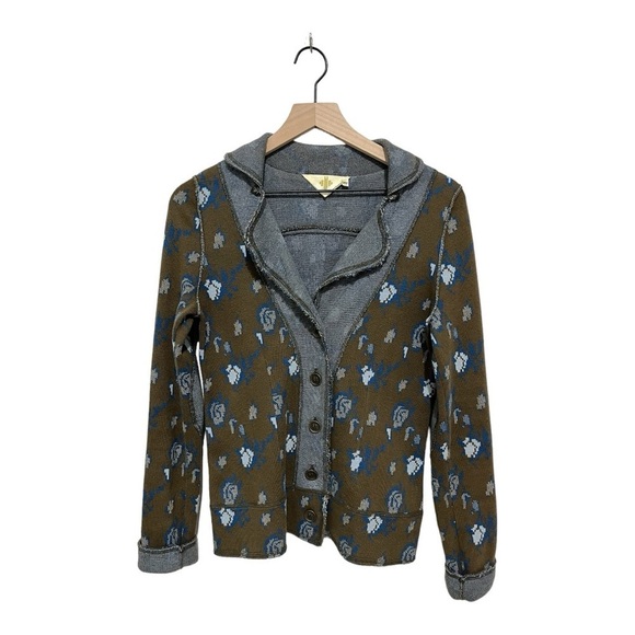 Anthropologie WHR Floral Design Boho Blazer Elbow Patches Hippie Jacket Size S - Picture 3 of 12